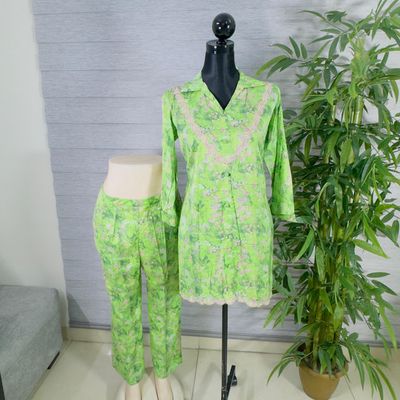 Mint Green Floral Printed 2-Piece Cord Set_img_1