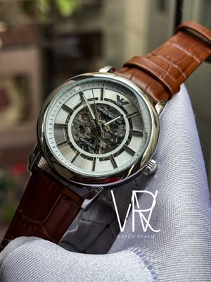 ARMANI AUTO BROWN BELT,SILVER CASE,WHITE DIAL_img_0