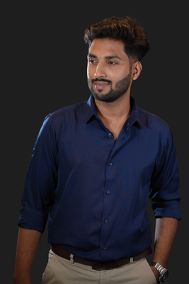 ILIAF Classic Navy Blue Premium Dress Shirt - 180GSM Micro Spandex_img_0
