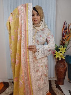 Product Name: Premium Pakistani Cotton 3-Piece Suit (Stitched | Embroidered & Printed
