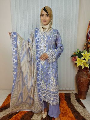 Product Name: Premium Pakistani Cotton 3-Piece Suit (Stitched | Embroidered & Printed)