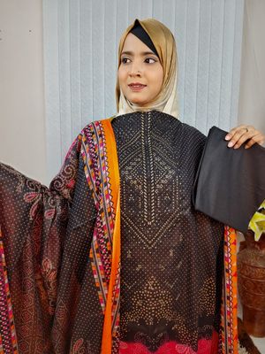 এক্সক্লুসিভ ইন্ডিয়ান কটন থ্রি-পিস (Unstitched) – Royal Charm Edition