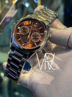 PATEK CHRONO SIMPLE SILVER CHAIN,BROWN DIAL_img_0