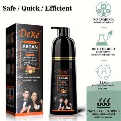 Dexe Argan Speedy Hair Color Shampoo Natural Black- 420ml_img_1