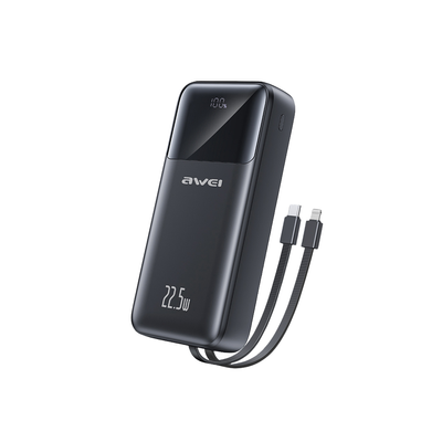 AWEI P107K 20000mAh PD22.5W Power Bank With Built-in Cable_img_0