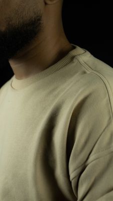 Unisex Beige Dropshoulder Sweatshirt_img_4
