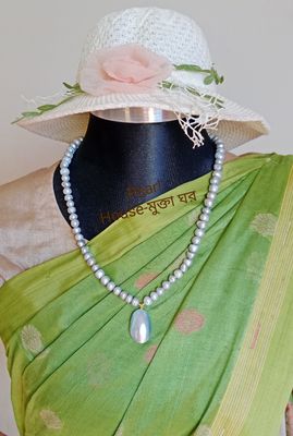 Exclusive Ash colour Button  Pearl Necklace_img_1