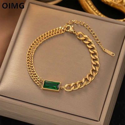 Gold Color Green Rhinestone Polished Stainless Steel12 Months Colour Guaranteed_img_0