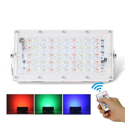 RGB LED Flood Light- Remote Controlled IP66 Waterproof Landscape & Outdoor Lighting (50W, AC220V) – Black Color_img_1