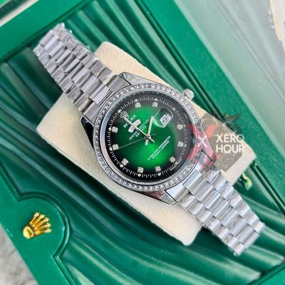 Rolex Day Date  Single Tone || Green Dial || Rolex Mid Size Box_img_0