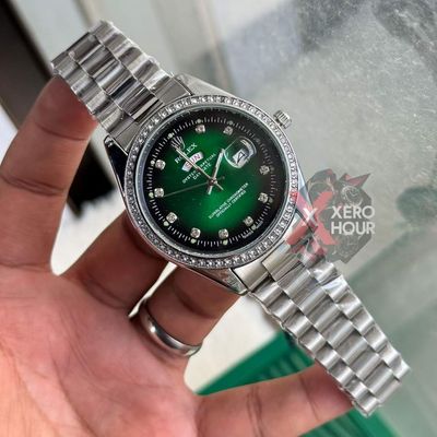 Rolex Day Date  Single Tone || Green Dial || Rolex Mid Size Box_img_2