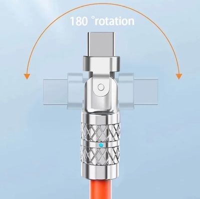 120W 6A USB Type C Super Fast Charging Data Cable For Xiaomi POCO Huawei Samsung OPPO Rotatable Charge Cable for Playing Game_img_4