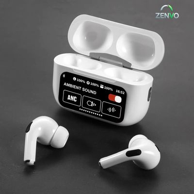 A9 Pro ANC Touch Screen Display Earbuds – White Color_img_0