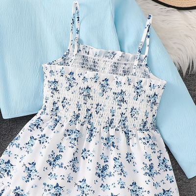 Imported🌸 Girls' Floral Dress & Jacket Set – Spring/Autumn Two-Piece Outfit_img_7