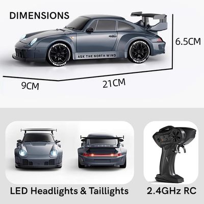 Porsche 993 911 RWB 4WD RC Drift Car With Tires & Traffic Cones_img_8
