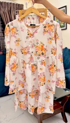 Orange Flora new skirt set_img_0