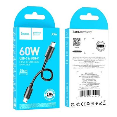 x96 Hyper 60W Fast Charging Data Cable Type C To Type C – Black Color_img_1