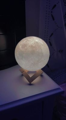 Rechargeable 3D Moon Lamp with Wooden Stand - 16-Color RGB Night Light with Touch and Remote Control_img_1