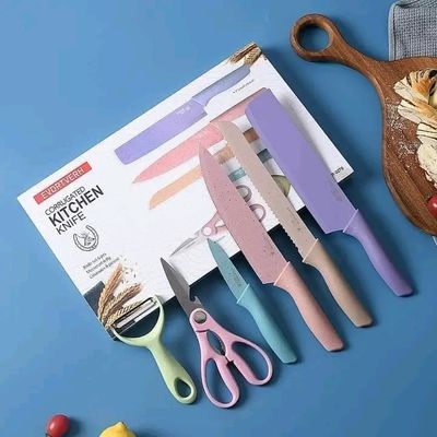 Colourful nonstick coating kitchen knife set_img_1
