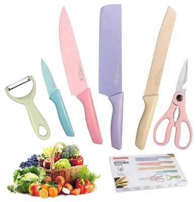 Colourful nonstick coating kitchen knife set_img_2