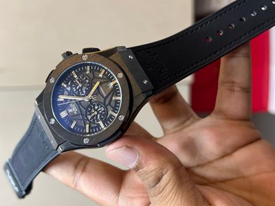 HUBLOT BELT SPIDER BLACK DIAL BLACK CASE BLACK BELT VELVET TEXTURE_img_0