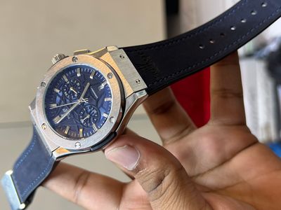 HUBLOT BELT SPIDER BLUE DIAL SILVER CASE BLUE BELT VELVET TEXTURE_img_0