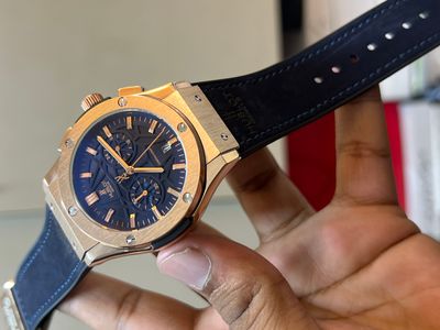 HUBLOT BELT SPIDER BLUE DIAL ROSE GOLD CASE BLUE BELT VELVET TEXTURE_img_0