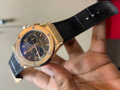 HUBLOT CLASSIC FUSION ROSE GOLD CASE BLACK BELT GREY DIAL LEATHER TEXTURE_img_0