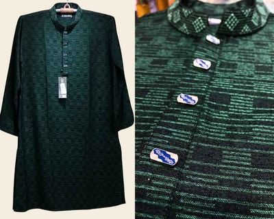 Green Shade Super Soft Cotton Panjabi | Yellow Green_img_4