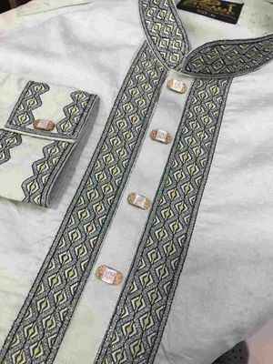 Elegant Gorgeous Cotton Panjabi | Green Blue_img_3