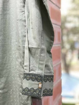 Elegant Gorgeous Cotton Panjabi | Green Blue_img_4