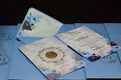 Powder Blue Blossoms Classic Invitation Set