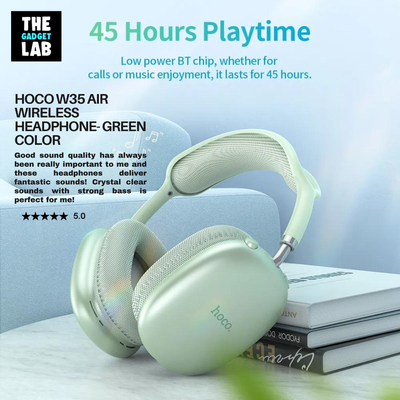 Hoco W35 Air Wireless Headphone- silver/Green Color_img_0