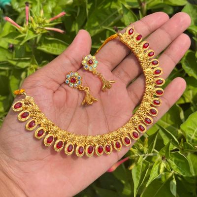 South Indian neckpiece with earrings set_img_1