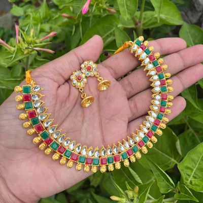 South Indian neckpiece with earrings set_img_5