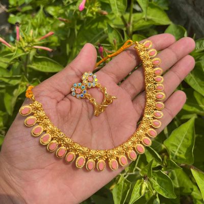 South Indian neckpiece with earrings set_img_7
