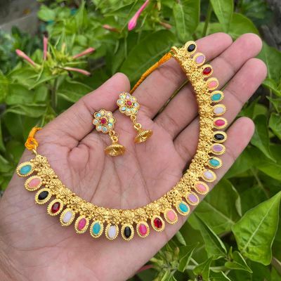 South Indian neckpiece with earrings set_img_8