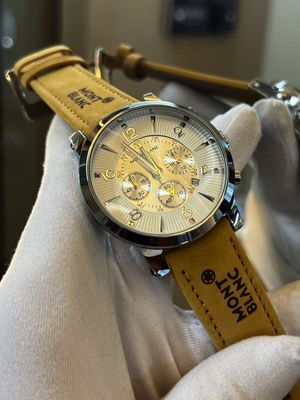 Mont Blanc White Dial Big Digit Mustard Belt AA_img_0