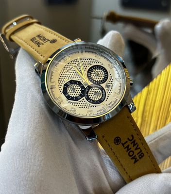 Mont Blanc White Dial Black Chrono Mustard Belt AA_img_0