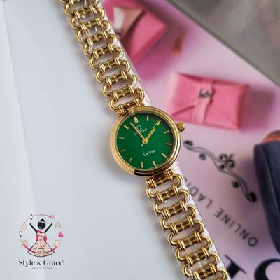 Omega Golden Watch with Green Dial_img_1