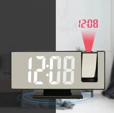Digital Alarm Clock with 180° Rotating Projector - LED Large Mirror Display, High Quality_img_5