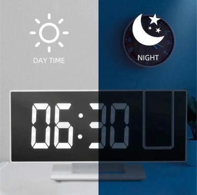 Digital Alarm Clock with 180° Rotating Projector - LED Large Mirror Display, High Quality_img_4