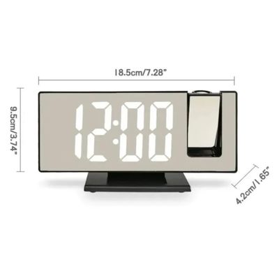 Digital Alarm Clock with 180° Rotating Projector - LED Large Mirror Display, High Quality_img_6