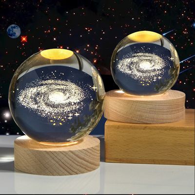 Crystal LED Night Light Lamp - 3D Engraved Glass Ball with Wooden Base_img_0