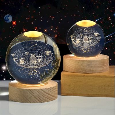 Crystal LED Night Light Lamp - 3D Engraved Glass Ball with Wooden Base_img_1