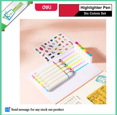 Deli Highlighter Pen U13 6c Six Colors Set_img_2