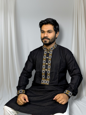 platinum Cuff Hata Panjabi Black Color_img_0