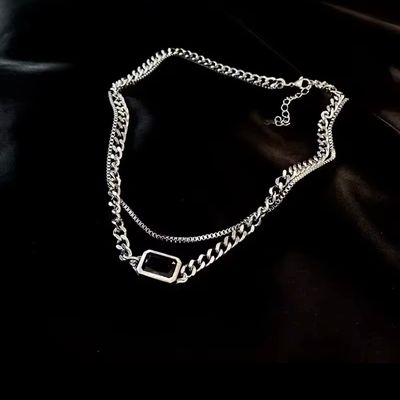 Double layer silver necklace._img_1