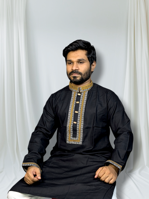 Elite embroidered panjabi black color_img_0