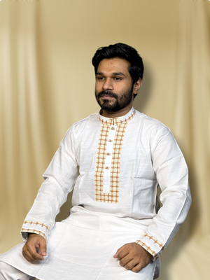 Elite embroidered panjabi white color_img_0